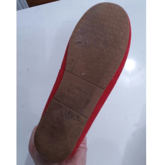 Lands End Red Suede leather womens moccasin slippers loafers fuzzy warm size 7 - Picture 8 of 8